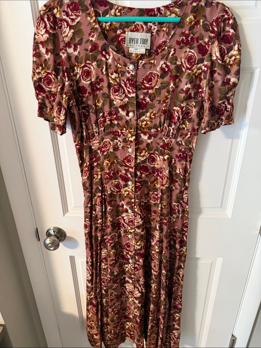 Vintage Byer Too Pink Juniors Maroon Floral
Grunge Cottagecore Tea Dress Size 9